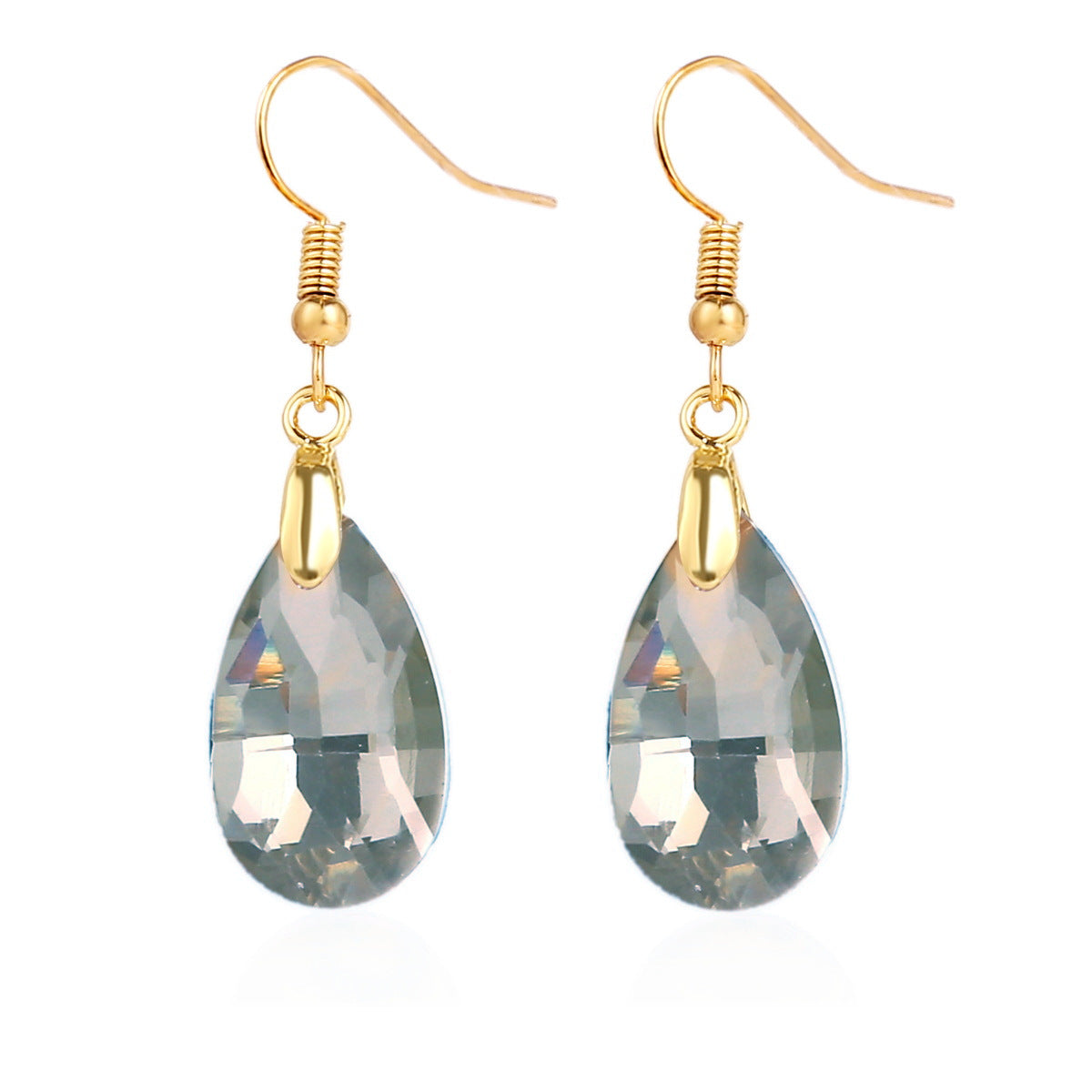 Wholesale Mother's Day Long Crystal Light Luxury High-end Colorful Crystal Water Drop Earrings